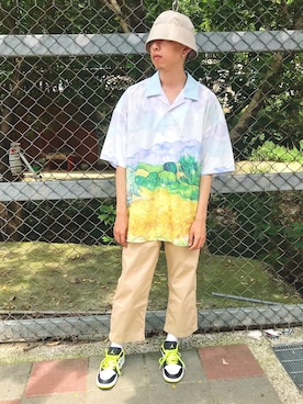 「1017 ALYX 9SM（アリクス）のアイテム（帽子）」を使った、Owen Wu さん（メンズ・174cm）の夏コーディネート