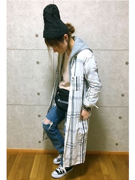 「reca（レカ）のアイテム（帽子）」を使った、𝚁𝚒𝚎 ‪︎‬‪︎☺︎さん（レディース・160cm）の春コーディネート