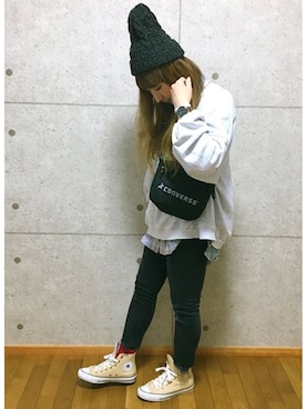 「reca（レカ）のアイテム（帽子）」を使った、𝚁𝚒𝚎 ‪︎‬‪︎☺︎さん（レディース・160cm）の春コーディネート