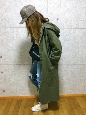 「クラッシュデニム」｜「アイテム（その他アウター）」を使った、𝚁𝚒𝚎 ‪︎‬‪︎☺︎さん（レディース・160cm）の春コーディネート