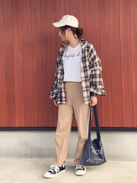 「Another Edition（アナザーエディション）のアイテム（帽子）」を使った、𝚁𝚒𝚎 ‪︎‬‪︎☺︎さん（レディース・160cm）の秋コーディネート