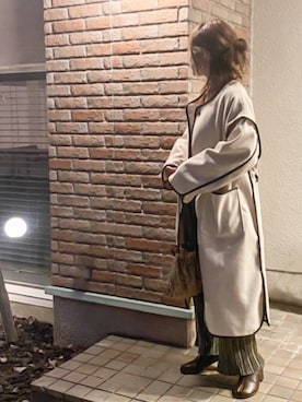 「パイピングコート」｜𝚁𝚒𝚎 ‪︎‬‪︎☺︎さん（レディース・160cm）の秋コーディネート