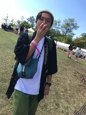 「アイテム（ポーチ）」を使った、うさぎさん（メンズ・168cm）の春コーディネート