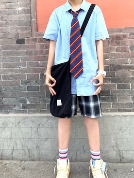 「Gosha Rubchinskiy（ゴーシャラブチンスキー）のアイテム（レッグウェア）」を使った、PAPILLONSSさん（メンズ・168cm）の夏コーディネート