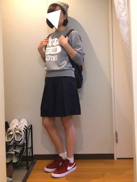 「キュロット」｜「アイテム（ニットキャップ/ビーニー）」を使った、ももたろうさん（レディース・163cm）の春コーディネート