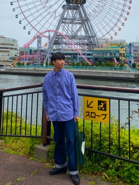 「SCYE BASICS（サイベーシックス）のアイテム（デニムパンツ）」を使った、やすおさん（メンズ・174cm）の春コーディネート