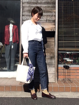 「アイテム（ドレスシューズ）」を使った、canae ueharaさん（レディース・162cm）の冬コーディネート