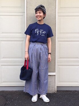 「アイテム（ヘアバンド）」を使った、canae ueharaさん（レディース・162cm）の夏コーディネート