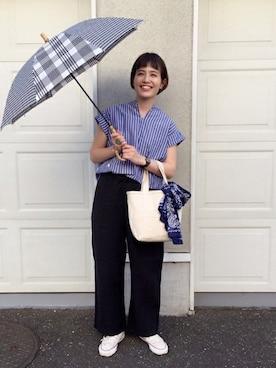 「アイテム（長傘）」を使った、canae ueharaさん（レディース・162cm）の夏コーディネート