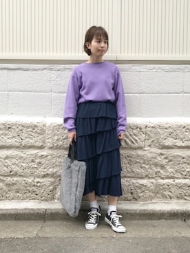 「BEAMS BOY（ビームスボーイ）のアイテム（スカート）」を使った、canae ueharaさん（レディース・162cm）の秋コーディネート