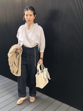 「BEAMS BOY（ビームスボーイ）のアイテム（パンツ）」を使った、canae ueharaさん（レディース・162cm）の春コーディネート