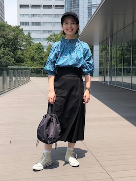 「BEAMS BOY（ビームスボーイ）のアイテム（キャップ）」を使った、canae ueharaさん（レディース・162cm）の夏コーディネート