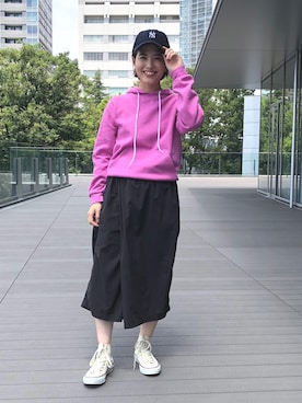 「BEAMS BOY（ビームスボーイ）のアイテム（キャップ）」を使った、canae ueharaさん（レディース・162cm）の夏コーディネート