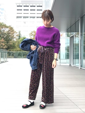 「BEAMS BOY（ビームスボーイ）のアイテム（デニムジャケット）」を使った、canae ueharaさん（レディース・162cm）の秋コーディネート