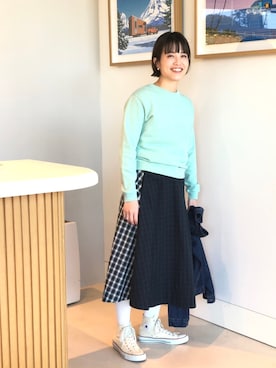 「BEAMS BOY（ビームスボーイ）のアイテム（デニムジャケット）」を使った、canae ueharaさん（レディース・162cm）の冬コーディネート