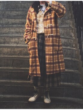 「アイテム（モッズコート、オレンジ系）」を使った、blablablaboomboomさん（レディース・165cm）の冬コーディネート