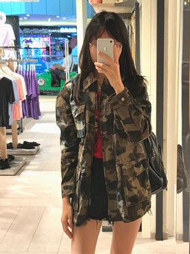 「stradivarius（ストラディバリウス）のアイテム（デニムジャケット）」を使った、nekomerさん（レディース・162cm）の夏コーディネート