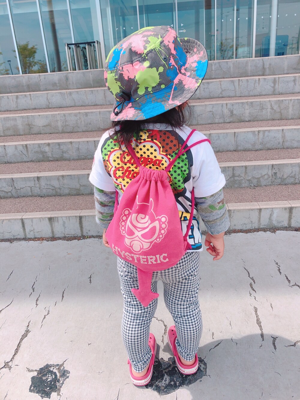 「Columbiaの【KIDS】ポウワレイクジュニアバケット（ハット、グレー系）」を使った、ya-tanさん（レディース・162cm）の夏コーディネートの1枚目の写真