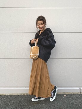 「CIAOPANIC TYPY（チャオパニックティピー）のアイテム（ムートンコート）」を使った、Rinaさん（レディース・158cm）の秋コーディネート