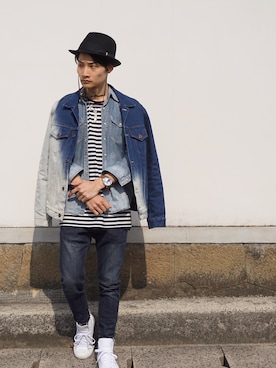 「HANES（ヘインズ）のアイテム（パンツ）」を使った、HIROKIANDOさん（メンズ・169cm）の冬コーディネート