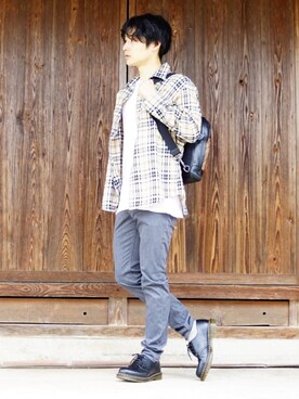 「Dr. Martens（ドクターマーチン）のDr.Martens / ドクターマーチン 1461 3EYE GIBSON SHOE 3ホール ギブソン シューズ ブーツ（ブーツ）」を使った、HIROKIANDOさん（メンズ・170cm）の春コーディネート