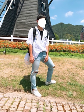 「アイテム（ポロシャツ）」を使った、RYUSEI.さん（メンズ・170cm）の夏コーディネート