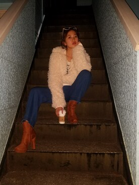 「stradivarius（ストラディバリウス）のアイテム（オールインワン・サロペット）」を使った、marinoさん（レディース・161cm）の冬コーディネート