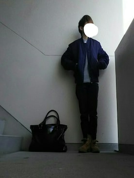 「GU（ジーユー）の（GU）スキニーフィットジーンズ（MEN ⁄ ジーンズ）」を使った、JUNNさん（メンズ・152cm）の冬コーディネート