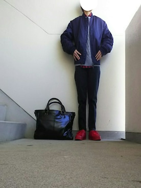 「GU（ジーユー）の（GU）スキニーフィットジーンズ（MEN ⁄ ジーンズ）」を使った、JUNNさん（メンズ・152cm）の冬コーディネート