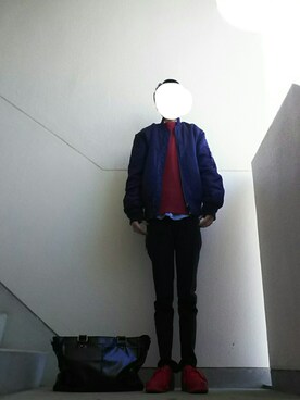 「GU（ジーユー）の（GU）スキニーフィットジーンズ（MEN ⁄ ジーンズ）」を使った、JUNNさん（メンズ・152cm）の春コーディネート