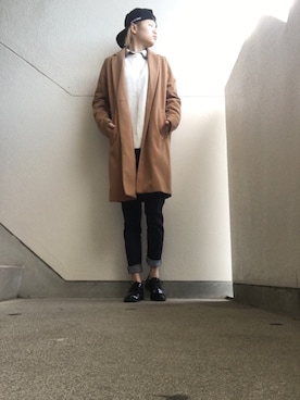 「reca（レカ）のアイテム（チェスターコート）」を使った、JUNNさん（メンズ・155cm）の秋コーディネート