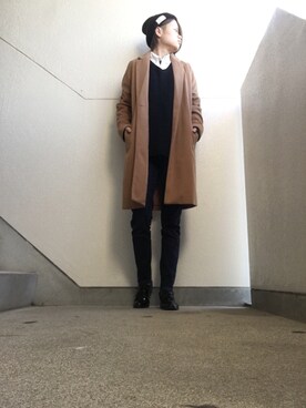 「reca（レカ）のアイテム（チェスターコート）」を使った、JUNNさん（メンズ・155cm）の秋コーディネート