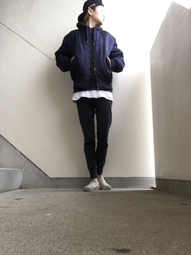 「アイテム（ブルゾン）」を使った、JUNNさん（メンズ・155cm・10代）の秋コーディネート