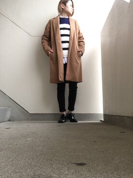 「reca（レカ）のアイテム（チェスターコート）」を使った、JUNNさん（メンズ・155cm）の冬コーディネート