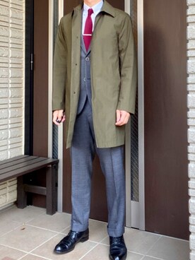 「NANO universe（ナノユニバース）のアイテム（ステンカラーコート）」を使った、YmStさん（メンズ・171cm）の春コーディネート