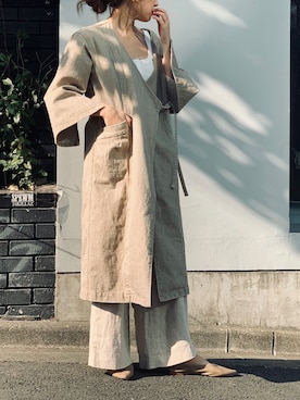 「ETRE TOKYO（エトレトウキョウ）のアイテム（ノーカラージャケット）」を使った、Hanaさん（レディース・158cm）の春コーディネート