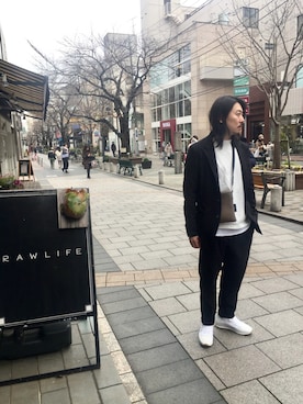 「ARMURE（アルミュール）のアイテム（テーラードジャケット）」を使った、masaさん（メンズ・166cm）の冬コーディネート