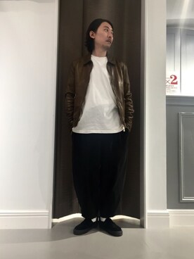 「茶色」｜「アイテム（ブルゾン）」を使った、masaさん（メンズ・166cm）の秋コーディネート