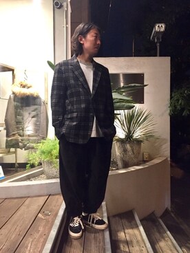 「ARMURE（アルミュール）のアイテム（テーラードジャケット）」を使った、masaさん（メンズ・166cm）の秋コーディネート