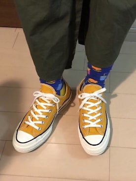 「チャックテイラー」｜「アイテム（シャツワンピース）」を使った、むーつさん（レディース・156cm）の春コーディネート
