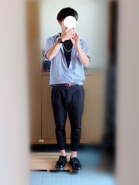 「Dr. Martens（ドクターマーチン）のDr.Martens / ドクターマーチン 1461 3EYE GIBSON SHOE 3ホール ギブソン シューズ ブーツ（ブーツ）」を使った、At.さん（メンズ・172cm）の夏コーディネート