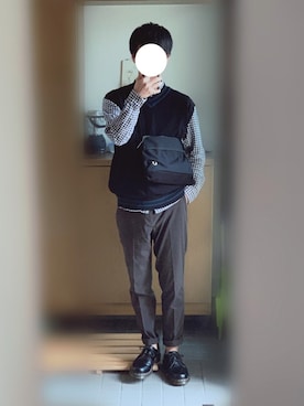 「FRED PERRY（フレッドペリー）のアイテム（ショルダーバッグ）」を使った、At.さん（メンズ・172cm）の秋コーディネート