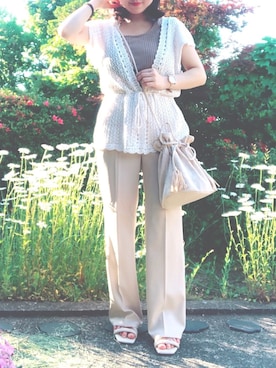 「アプレジュール」｜「アイテム（スラックス）」を使った、ゆきさん（レディース・145cm）の夏コーディネート