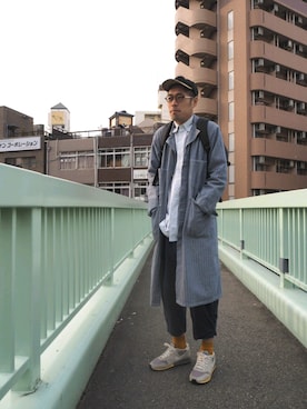 「ガウチョパンツ」｜「アイテム（その他アウター）」を使った、バウさん（メンズ・185cm）の冬コーディネート