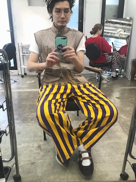 「POTTO（ポット）のアイテム」を使った、嶋津一馬さん（メンズ・183cm）の秋コーディネート