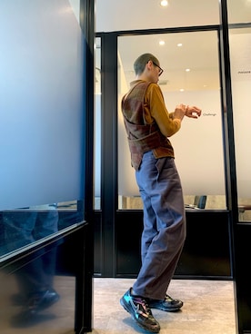 「nusumigui（ヌスミグイ）のアイテム」を使った、嶋津一馬さん（メンズ・183cm）の春コーディネート