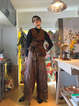 「nusumigui（ヌスミグイ）のアイテム」を使った、嶋津一馬さん（メンズ・183cm）の春コーディネート