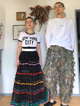 「迷彩」｜「アイテム（パンツ）」を使った、嶋津一馬さん（メンズ・183cm）の春コーディネート