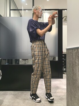 「ASTRONOMY（アストロノミー）のアイテム（パンツ）」を使った、嶋津一馬さん（メンズ・183cm）の夏コーディネート