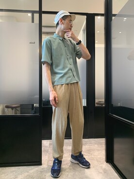 「Steven Alan（スティーブンアラン）のアイテム（帽子）」を使った、嶋津一馬さん（メンズ・183cm）の夏コーディネート